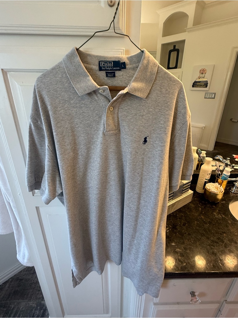 Ralph Lauren Men’s Heather Gray Polo with Navy Pony